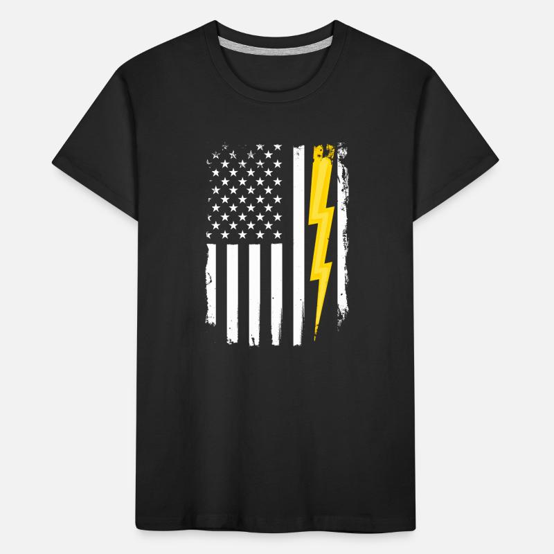US Flag Flash Patriotic Electrical Engineer Kids' Premium Organic T-Shirt