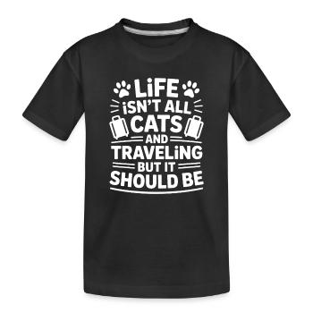 Reisen Spruch Katze Lustige Urlaub Reisen Geschenk - Kinder Premium Bio T-Shirt - Schwarz - Vorne