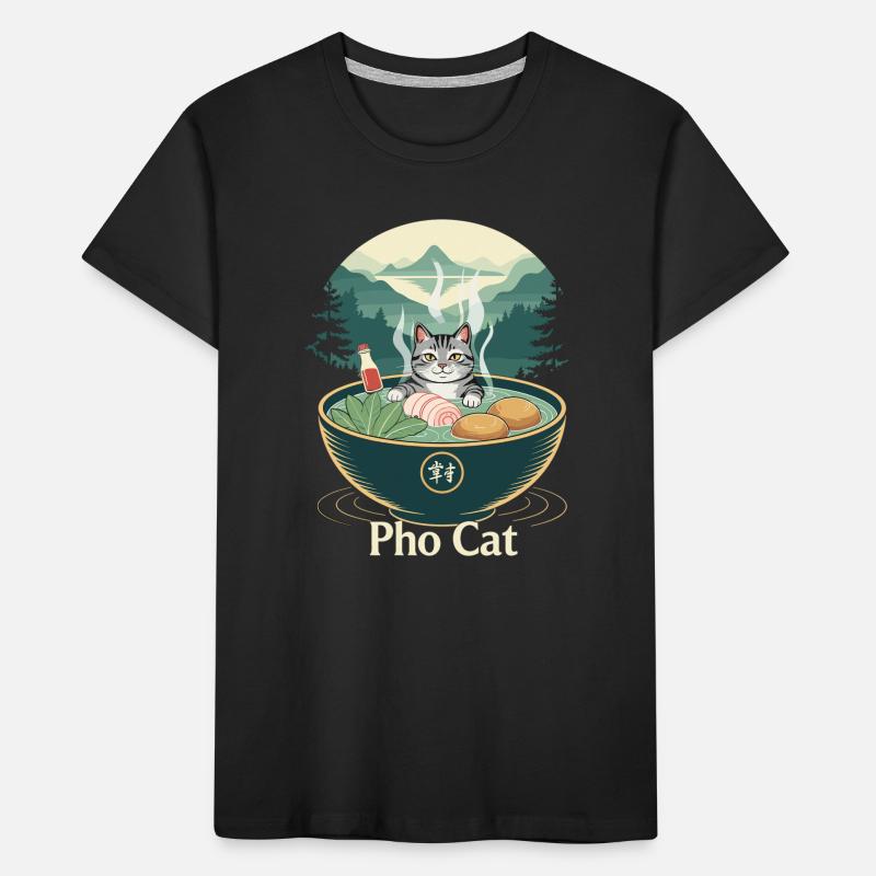 Pho Cat in a ramen cup Kids' Premium Organic T-Shirt