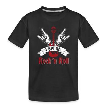 I Speak Rock 'n Roll Rock Band Guitar Music - Kinder Premium Bio T-Shirt - Schwarz - Vorne