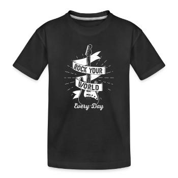 Rock Your World Every Day Rock Band Guitar Music - Kinder Premium Bio T-Shirt - Schwarz - Vorne