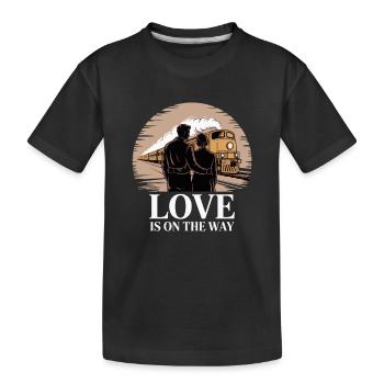 Liebe auf dem Weg Zugromantik - Kinder Premium Bio T-Shirt - Schwarz - Vorne