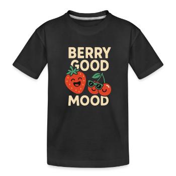 Berry Good Mood – Lustiges Beeren Design - Kinder Premium Bio T-Shirt - Schwarz - Vorne