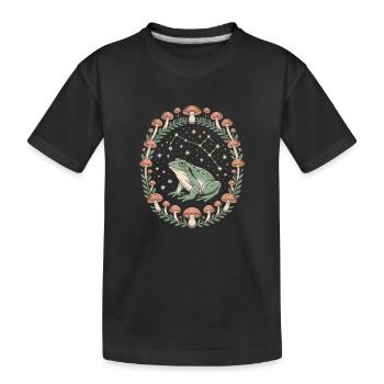 Frosch und Pilze Sternenhimmel - Kinder Premium Bio T-Shirt - Schwarz - Vorne