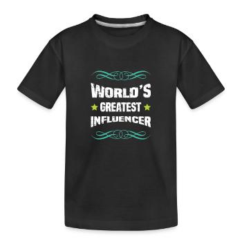 World's Best Influencer - Kids' Premium Organic T-Shirt - black - Front