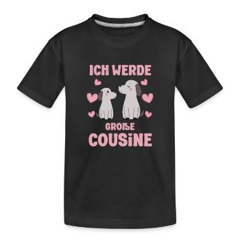 Große Cousine verkünden Hunde Welpen Ich werde - Kinder Premium Bio T-Shirt - Schwarz - Vorne