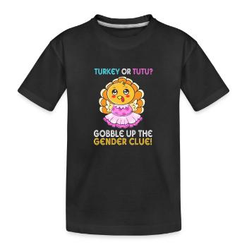 Thanksgiving Gender Reveal Mom-to-be - Kids' Premium Organic T-Shirt - black - Front