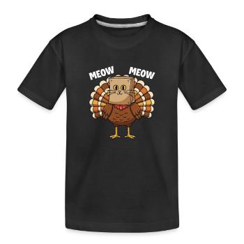 Dinde Chat Thanksgiving Récolte d’automne - T-shirt bio Premium Enfant - noir - Devant