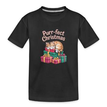 Purr-fect Christmas Sweet Sleeper - Kids' Premium Organic T-Shirt - black - Front