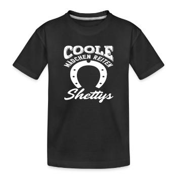 Coole Mädchen Reiten Shettys Pferdemädchen Reiten - Kinder Premium Bio T-Shirt - Schwarz - Vorne