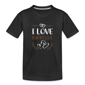 I Love Barbecue Herzen - Kinder Premium Bio T-Shirt - Schwarz - Vorne