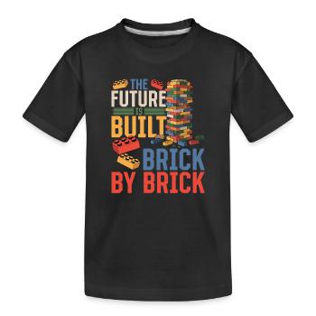 Building Blocks Kids Brick Builder - Kinder Premium Bio T-Shirt - Schwarz - Vorne