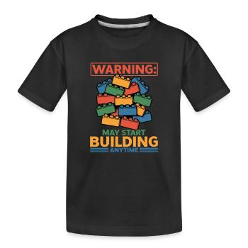 Building Blocks Kids Brick Builder - Kids' Premium Organic T-Shirt - black - Front