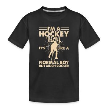Hockey Eishockey Eishockeyspieler Geschenk - Kinder Premium Bio T-Shirt - Schwarz - Vorne