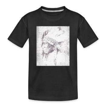 Chef indigène en plumes gris - T-shirt bio Premium Enfant - noir - Devant