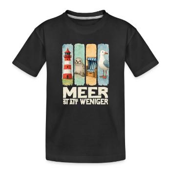 Moin Leuchtturm Robbe Strandkorb Möwe Küste - Kinder Premium Bio T-Shirt - Schwarz - Vorne