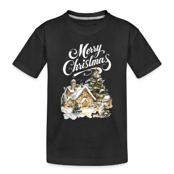 Winterdorf Weihnachtstraum Szene - Kinder Premium Bio T-Shirt - Schwarz - Vorne