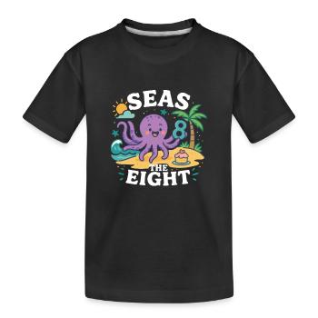 Seas The Eight Cute Octopus Birthday Island - Kinder Premium Bio T-Shirt - Schwarz - Vorne