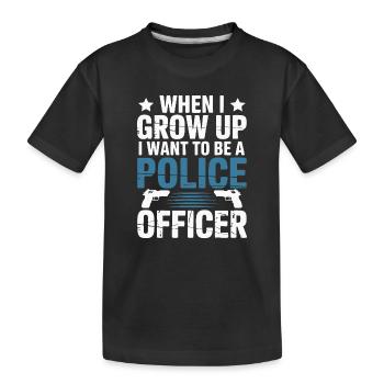 When I grow up - Police Officer Design - Kids' Premium Organic T-Shirt - black - Front