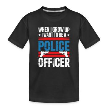 Wenn ich groß bin - Police Officer Design - Kinder Premium Bio T-Shirt - Schwarz - Vorne