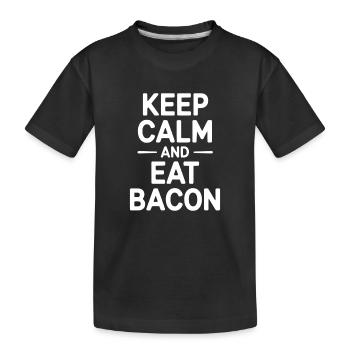 Ruhe bewahren und Speck essen - Kinder Premium Bio T-Shirt - Schwarz - Vorne