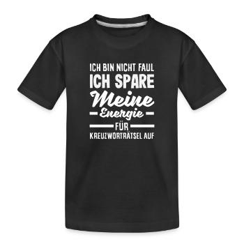 Économie d’énergie paresseuse pour l’humour des mots croisés - T-shirt bio Premium Enfant - noir - Devant