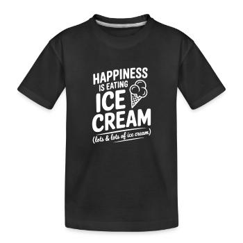 Glück ist Sahne essen - Kinder Premium Bio T-Shirt - Schwarz - Vorne