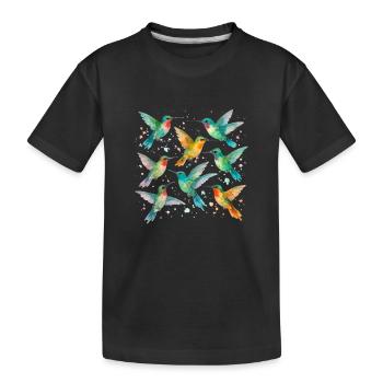 Bunte Kolibris in Aquarell – Leichtigkeit & Farbe - Kinder Premium Bio T-Shirt - Schwarz - Vorne
