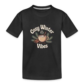 Cozy Winter Vibes – Warmes Wintermotiv - Kinder Premium Bio T-Shirt - Schwarz - Vorne