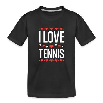 I Love Tennis  - Kinder Premium Bio T-Shirt - Schwarz - Vorne