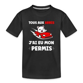 Panda im roten Cabrio erlaubt - Kinder Premium Bio T-Shirt - Schwarz - Vorne