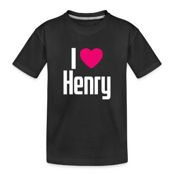 I Love Henry Pinkes Herz Ich liebe Henry - Kinder Premium Bio T-Shirt - Schwarz - Vorne