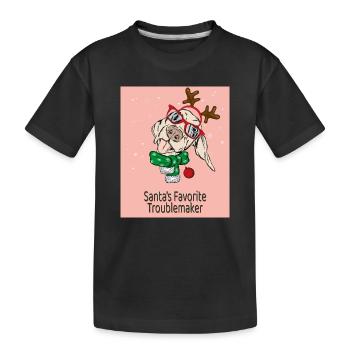 Santa's Favorite Troublemaker – Funny Dog - Kids' Premium Organic T-Shirt - black - Front