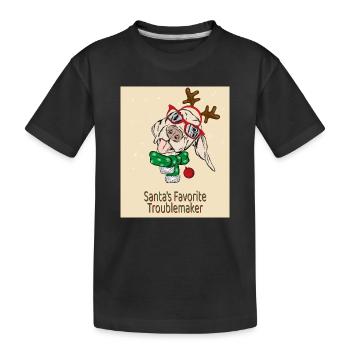 Santa's Favorite Troublemaker – Funny Dog - Kids' Premium Organic T-Shirt - black - Front