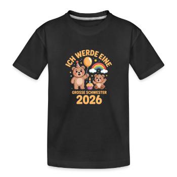 Je vais être une grande sœur 2026 Ours - T-shirt bio Premium Enfant - noir - Devant