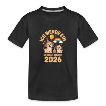 Je vais être un chiot chien grand frère 2026 - T-shirt bio Premium Enfant - noir - Devant