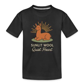 Cottagecore Lama Ästhetisches Süßes Nutztier - Kinder Premium Bio T-Shirt - Schwarz - Vorne
