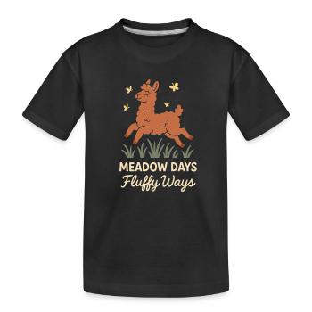 Cottagecore Lama Ästhetisches Süßes Nutztier - Kinder Premium Bio T-Shirt - Schwarz - Vorne