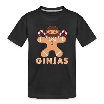 Masked gingerbread with frosting - Kids' Premium Organic T-Shirt - black - Front