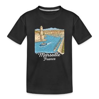 Marseille Frankreich - Kinder Premium Bio T-Shirt - Schwarz - Vorne