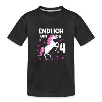 4 Jahre alt Pferd Endlich Bin Ich 4 Mädchen 4. - Kinder Premium Bio T-Shirt - Schwarz - Vorne