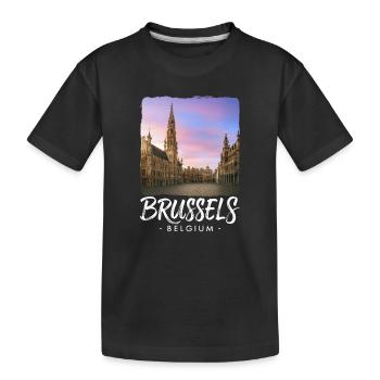 Brussels Belgium - Kids' Premium Organic T-Shirt - black - Front