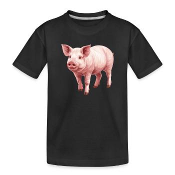 Schweine Schwein - Kinder Premium Bio T-Shirt - Schwarz - Vorne