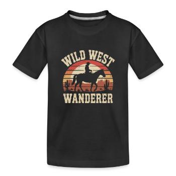 Wild West Wanderer – Cowboy & Horse - Kids' Premium Organic T-Shirt - black - Front