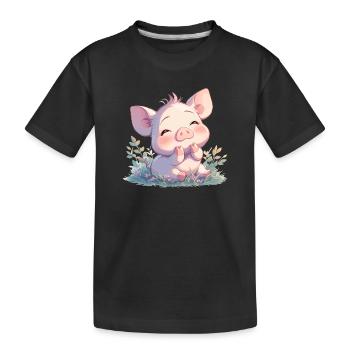 Schweine Schwein - Kinder Premium Bio T-Shirt - Schwarz - Vorne