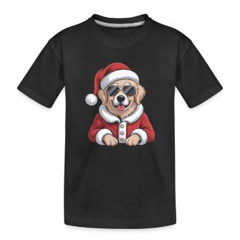 Christmas Dog in Santa Outfit - Kids' Premium Organic T-Shirt - black - Front