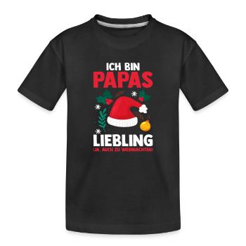 Weihnachtsmann Papas Liebling Weihnachten - Kinder Premium Bio T-Shirt - Schwarz - Vorne