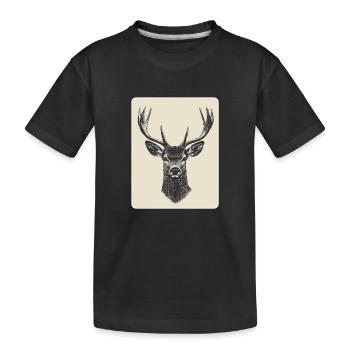 Rentier Hirsch Geweih Reindeer Vintage - Kinder Premium Bio T-Shirt - Schwarz - Vorne