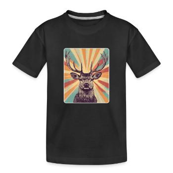 Rentier Hirsch Geweih Reindeer Vintage - Kinder Premium Bio T-Shirt - Schwarz - Vorne