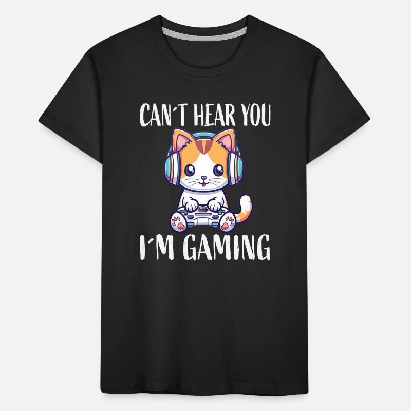 Kitten with headset while gaming Kids' Premium Organic T-Shirt